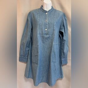 APC Pop Over Dress Size 42 Women’s‎ Blue Smock Long Sleeves Denim Chambray